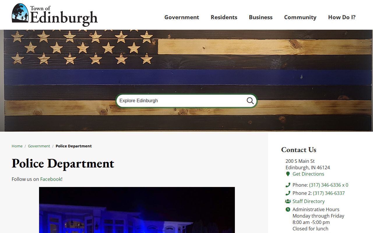 Edinburgh Police Department official arrest record contact page