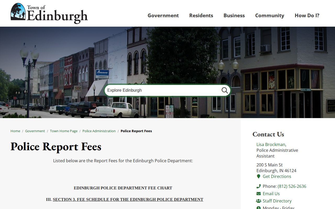 Edinburgh Police Administration reports and photograph fee page