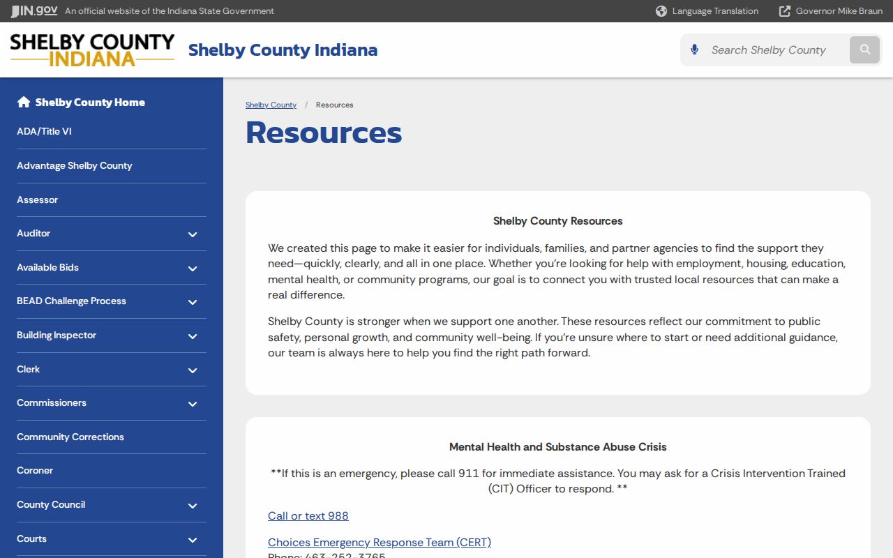 Shelby County Sheriff and police official social resources directory