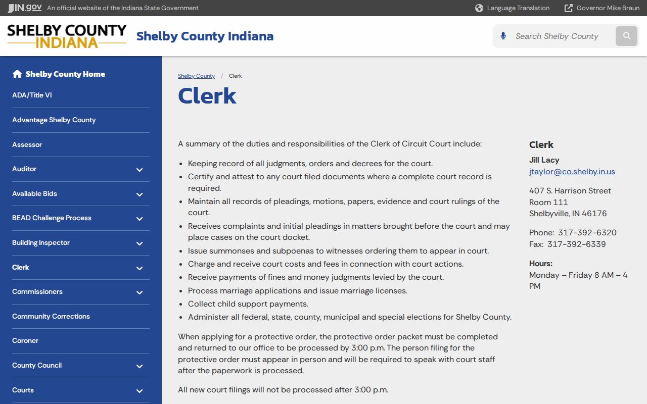 Shelby County Clerk official warrant-status records fallback